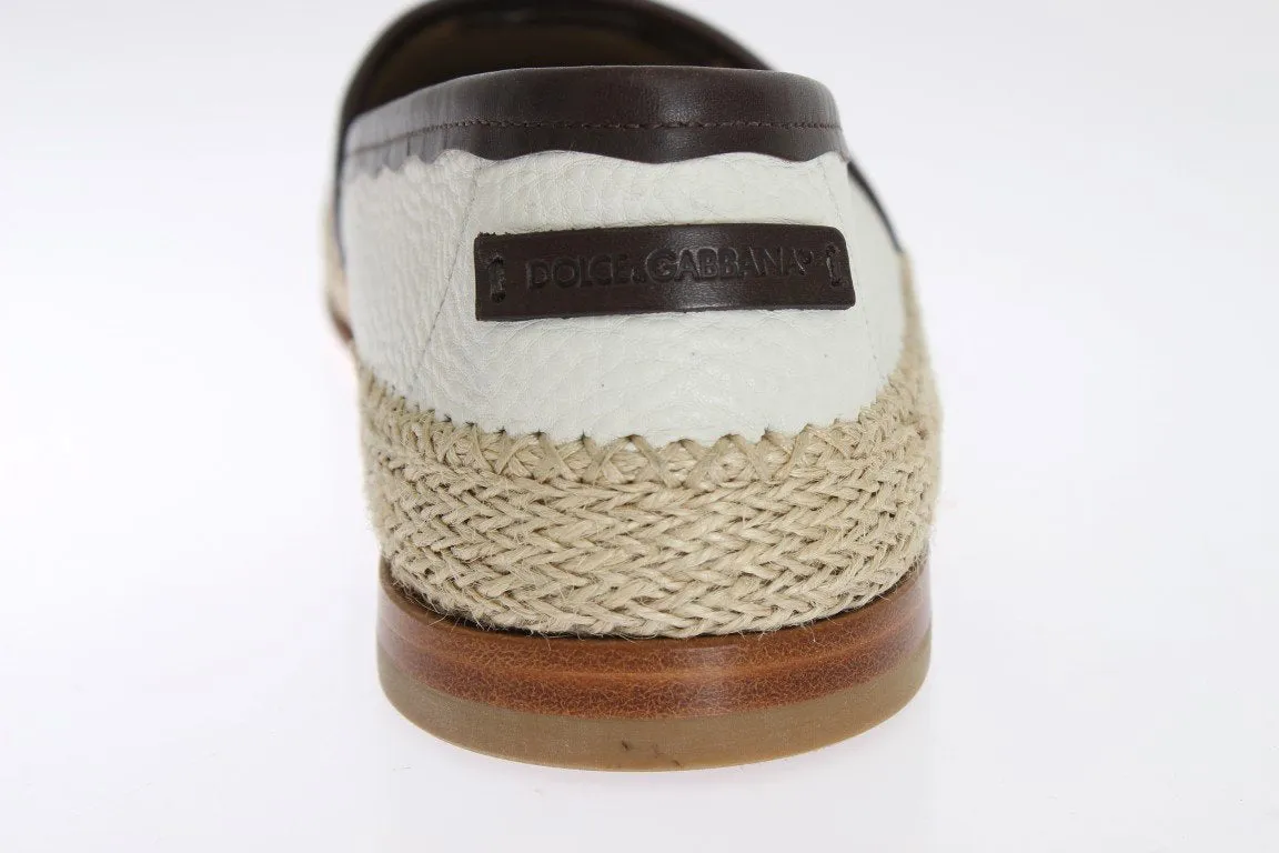 Ivory White Deer Leather Logo Loafers
