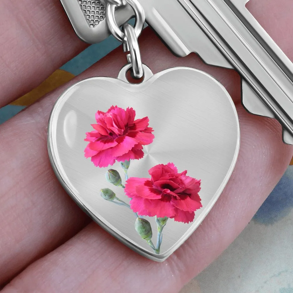 January Birth Flower Keychain, Carnation Keychain, Birth Month Flower Keychain, Birthday Gift For Her, Gift for Daughter, Sister, New Mom Gift