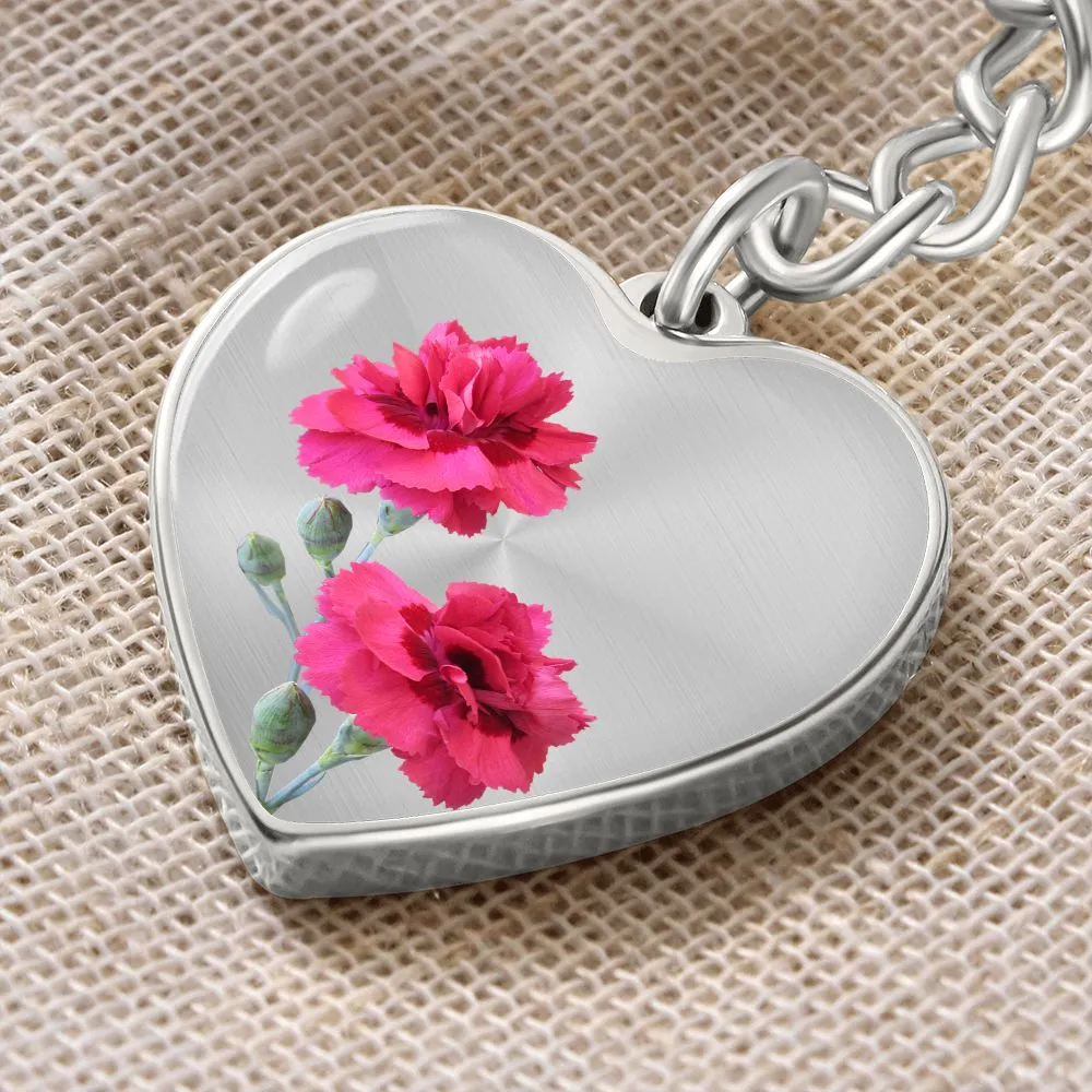 January Birth Flower Keychain, Carnation Keychain, Birth Month Flower Keychain, Birthday Gift For Her, Gift for Daughter, Sister, New Mom Gift