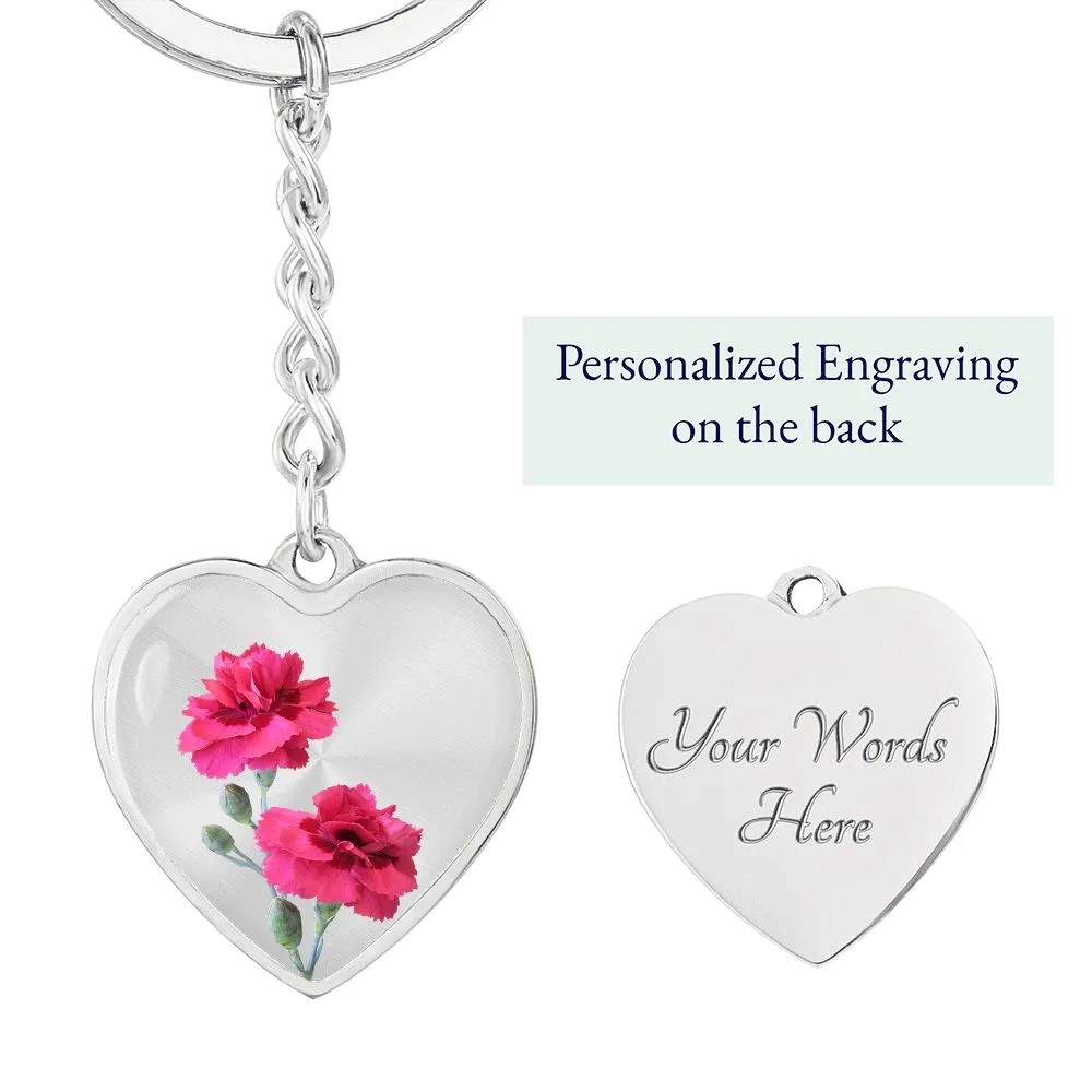January Birth Flower Keychain, Carnation Keychain, Birth Month Flower Keychain, Birthday Gift For Her, Gift for Daughter, Sister, New Mom Gift