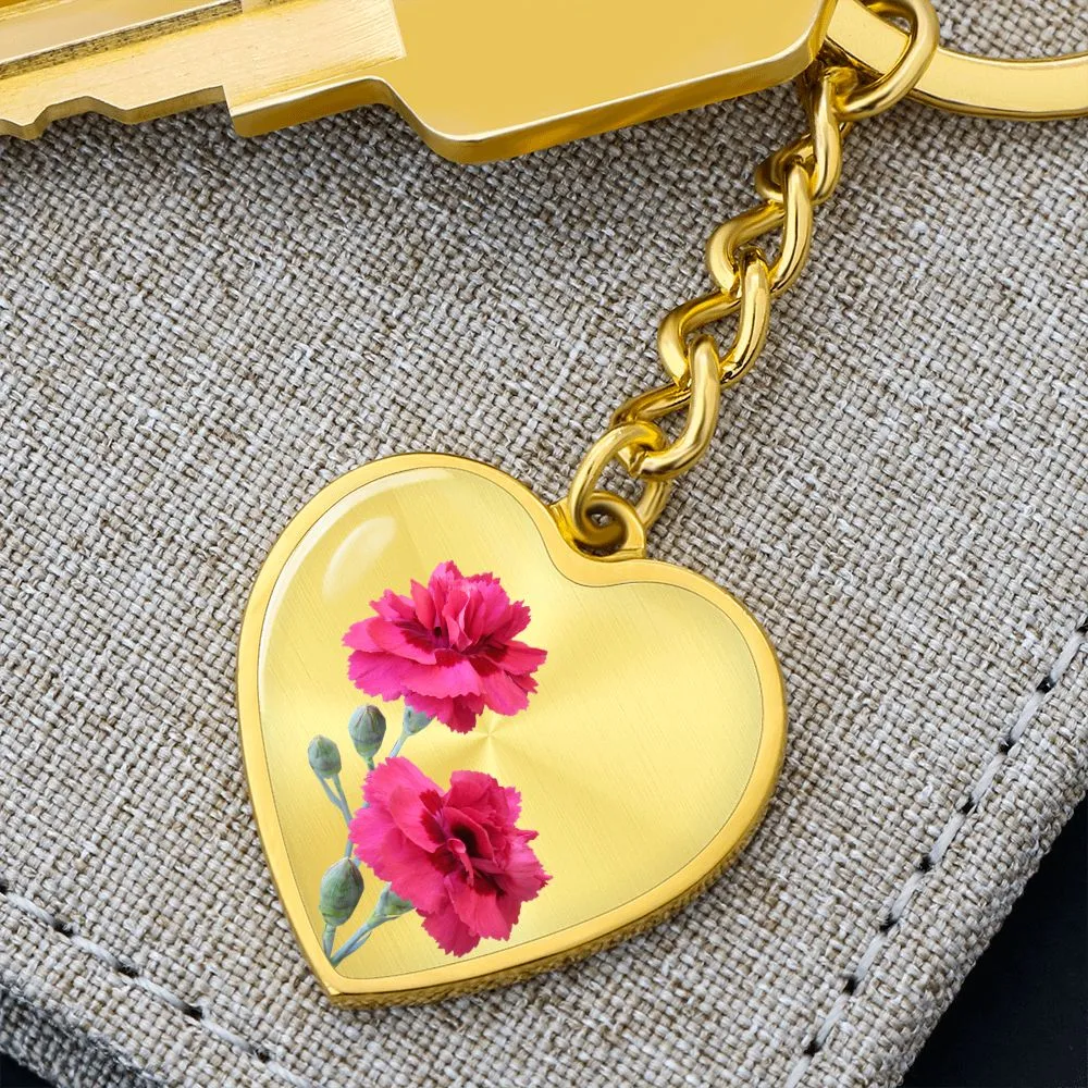 January Birth Flower Keychain, Carnation Keychain, Birth Month Flower Keychain, Birthday Gift For Her, Gift for Daughter, Sister, New Mom Gift