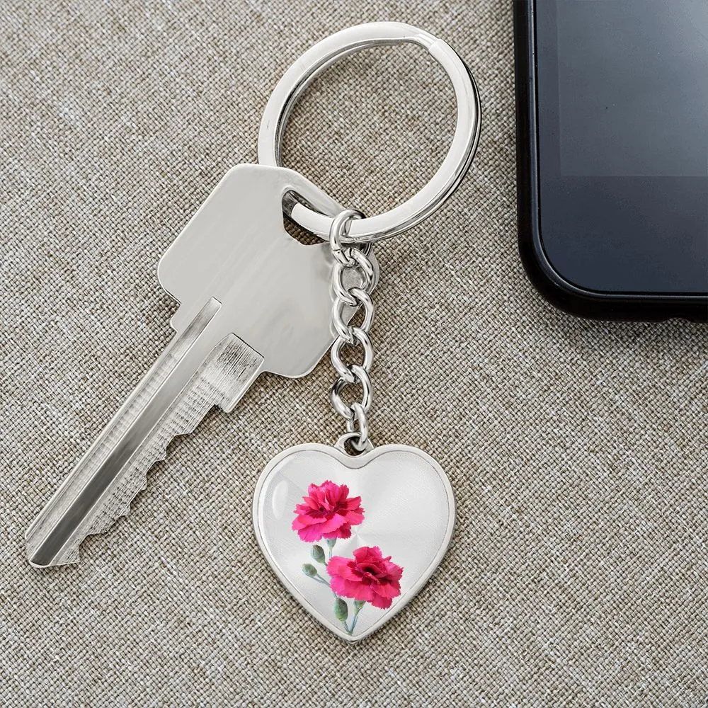 January Birth Flower Keychain, Carnation Keychain, Birth Month Flower Keychain, Birthday Gift For Her, Gift for Daughter, Sister, New Mom Gift