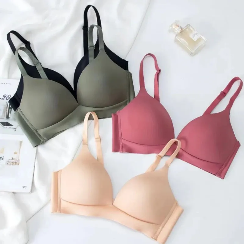 Japanese Style Wireless Seamless Bras for Women - No Steel Ring Bralette, 3/4 Cup, Glossy Female Lingerie