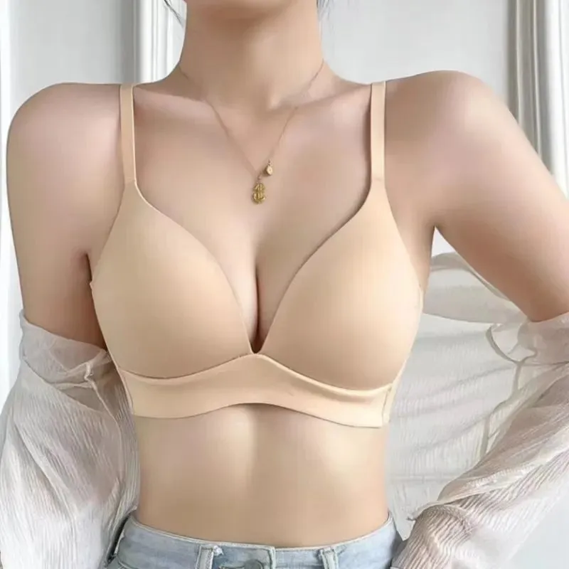Japanese Style Wireless Seamless Bras for Women - No Steel Ring Bralette, 3/4 Cup, Glossy Female Lingerie