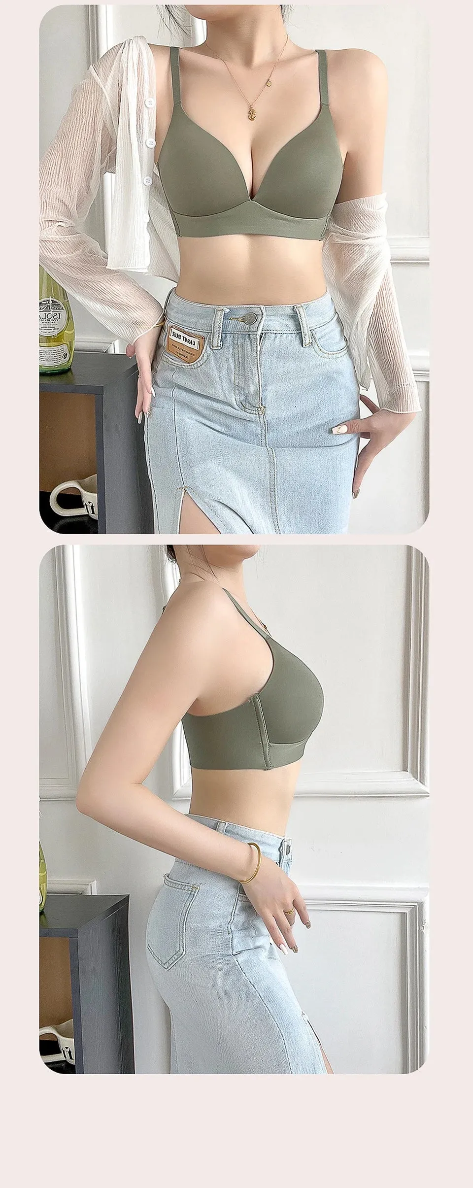Japanese Style Wireless Seamless Bras for Women - No Steel Ring Bralette, 3/4 Cup, Glossy Female Lingerie