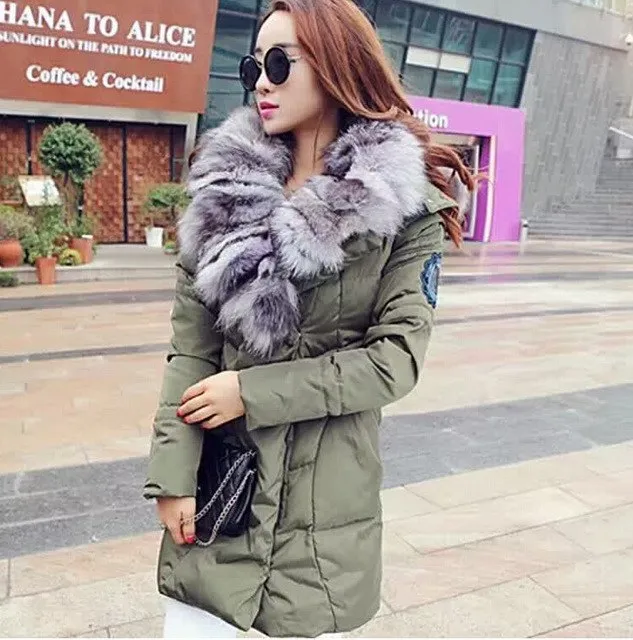 Jazzevar 2017 New Fashion Women's Winter Warm Down Coat Parkas 80% white duck with luxurious large real fox fur Down Jackets
