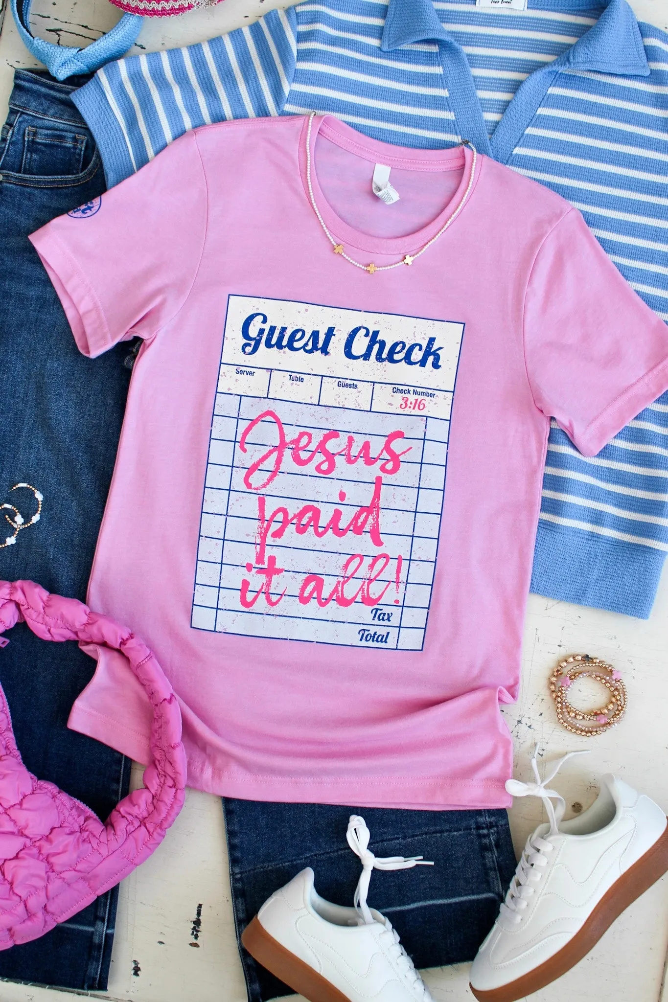 Jesus Paid It All Graphic Tee • Pink