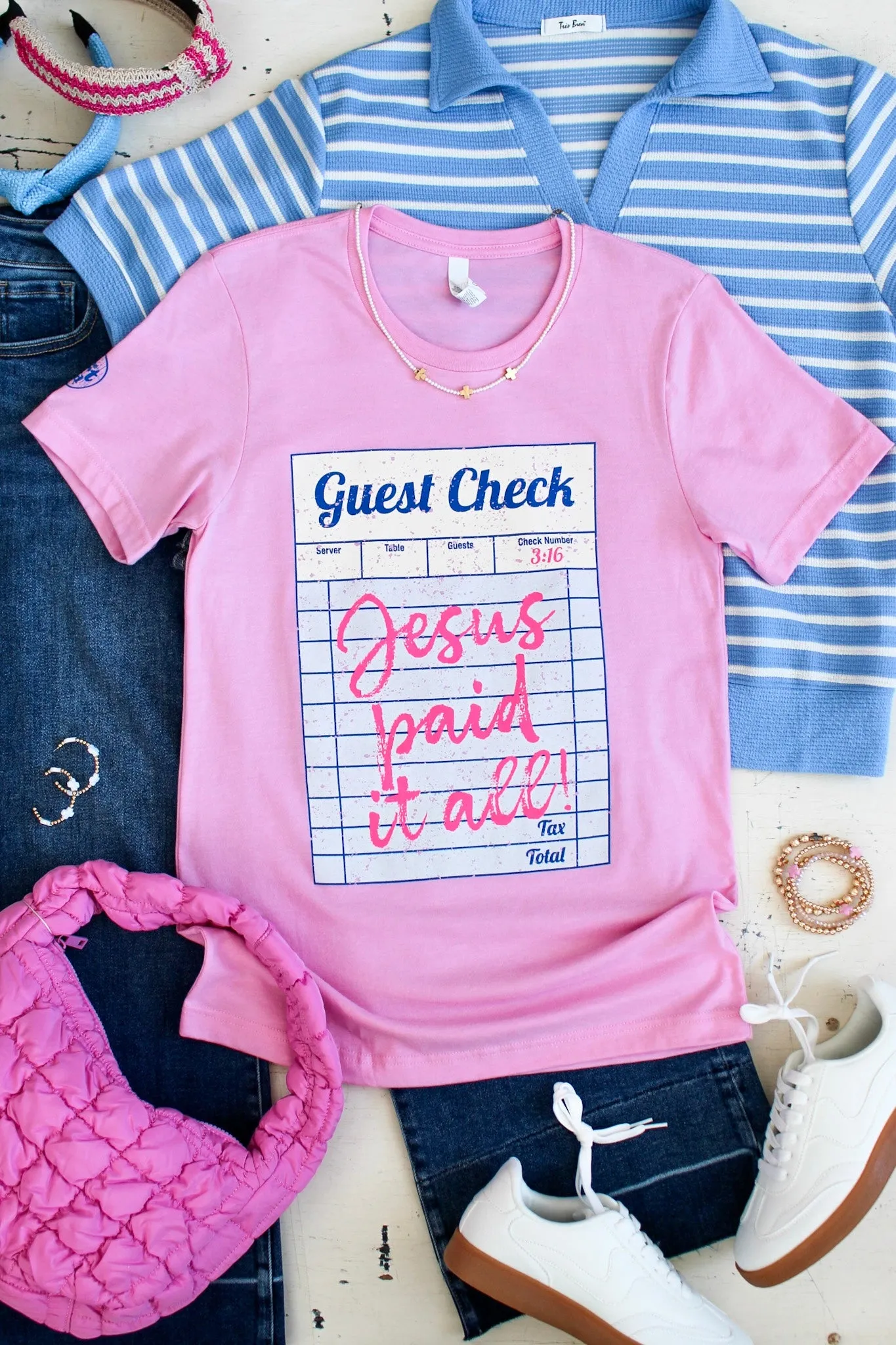 Jesus Paid It All Graphic Tee • Pink