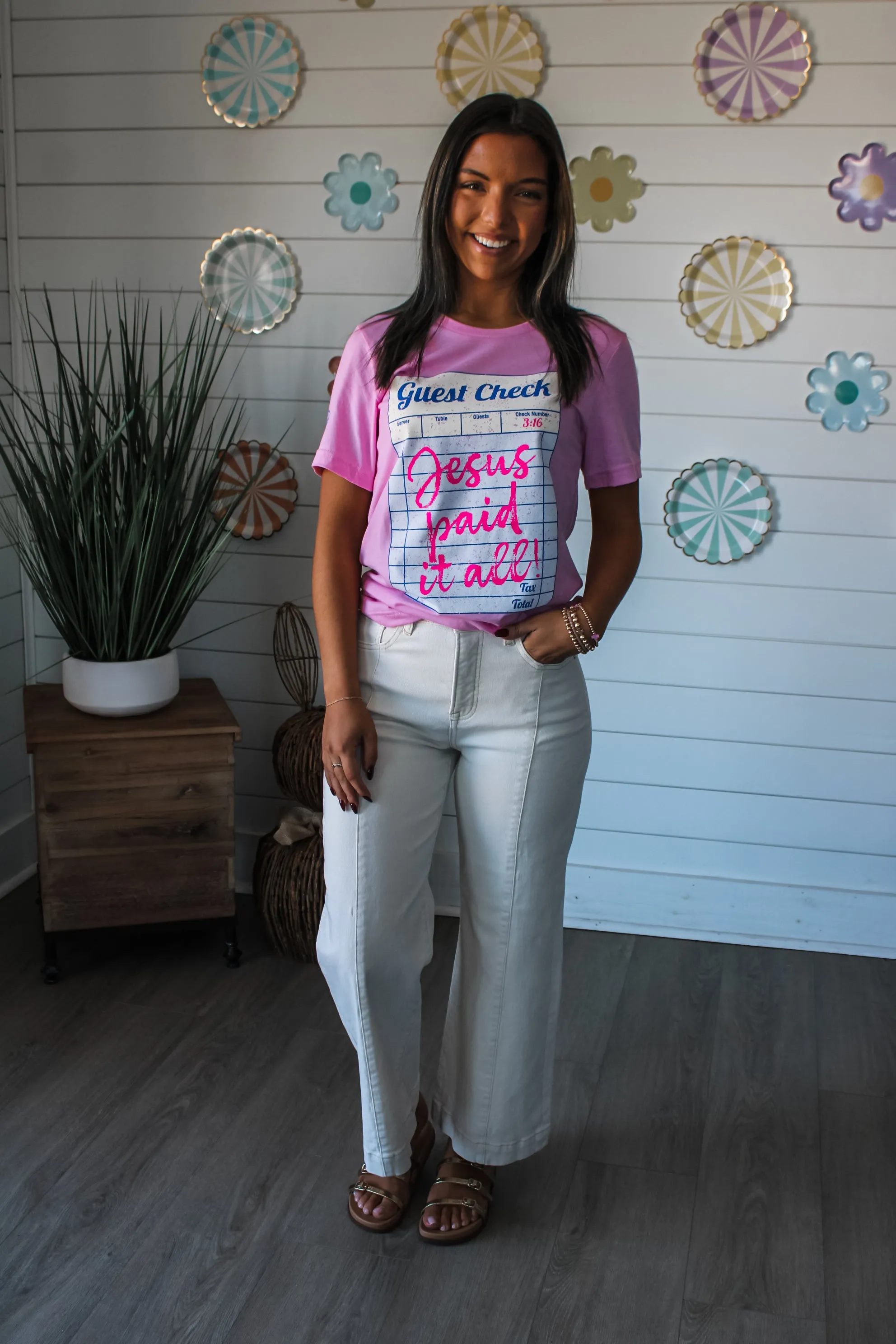 Jesus Paid It All Graphic Tee • Pink