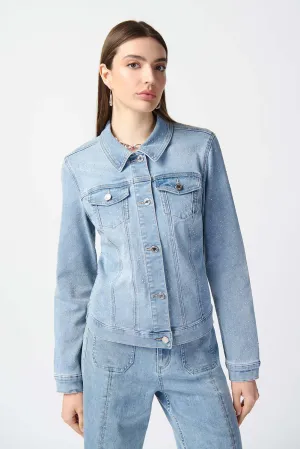 Joseph Ribkoff Fitted Denim Jacket With Allover Rhinestones Jr241914