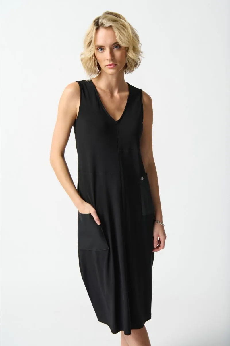 Joseph Ribkoff V-Neck Sleeveless Midi Cocoon Dress 242161