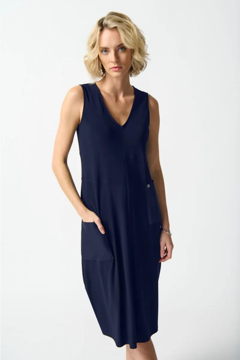 Joseph Ribkoff V-Neck Sleeveless Midi Cocoon Dress 242161