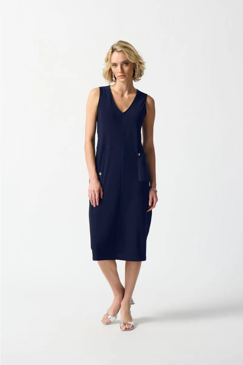 Joseph Ribkoff V-Neck Sleeveless Midi Cocoon Dress 242161