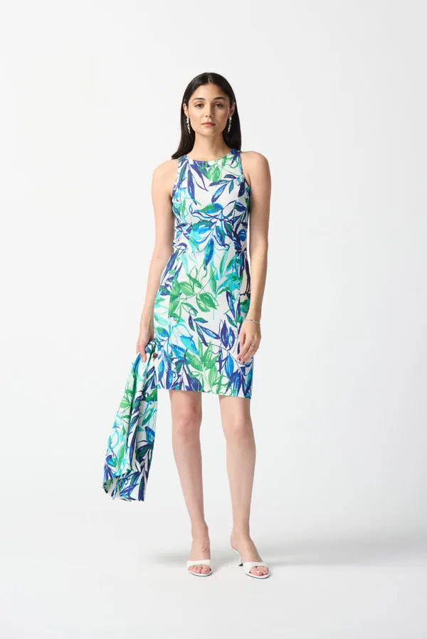 Joseph Ribkoff Vanilla/Multi Tropical Print 2-Piece Sheath Dress 242187