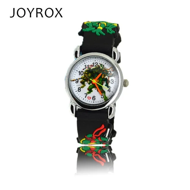 JOYROX New Ninja Turtle Pattern Rubber Strap Children Watches Fashion Boy Girls Quartz Wristwatch Cool Kids watchCartoon Clock