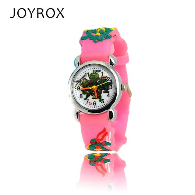 JOYROX New Ninja Turtle Pattern Rubber Strap Children Watches Fashion Boy Girls Quartz Wristwatch Cool Kids watchCartoon Clock