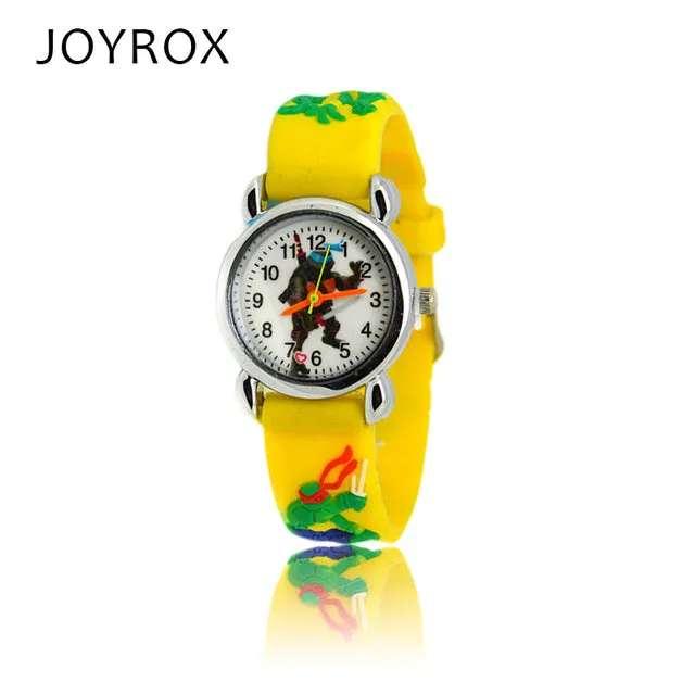 JOYROX New Ninja Turtle Pattern Rubber Strap Children Watches Fashion Boy Girls Quartz Wristwatch Cool Kids watchCartoon Clock