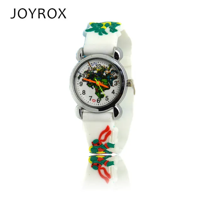 JOYROX New Ninja Turtle Pattern Rubber Strap Children Watches Fashion Boy Girls Quartz Wristwatch Cool Kids watchCartoon Clock