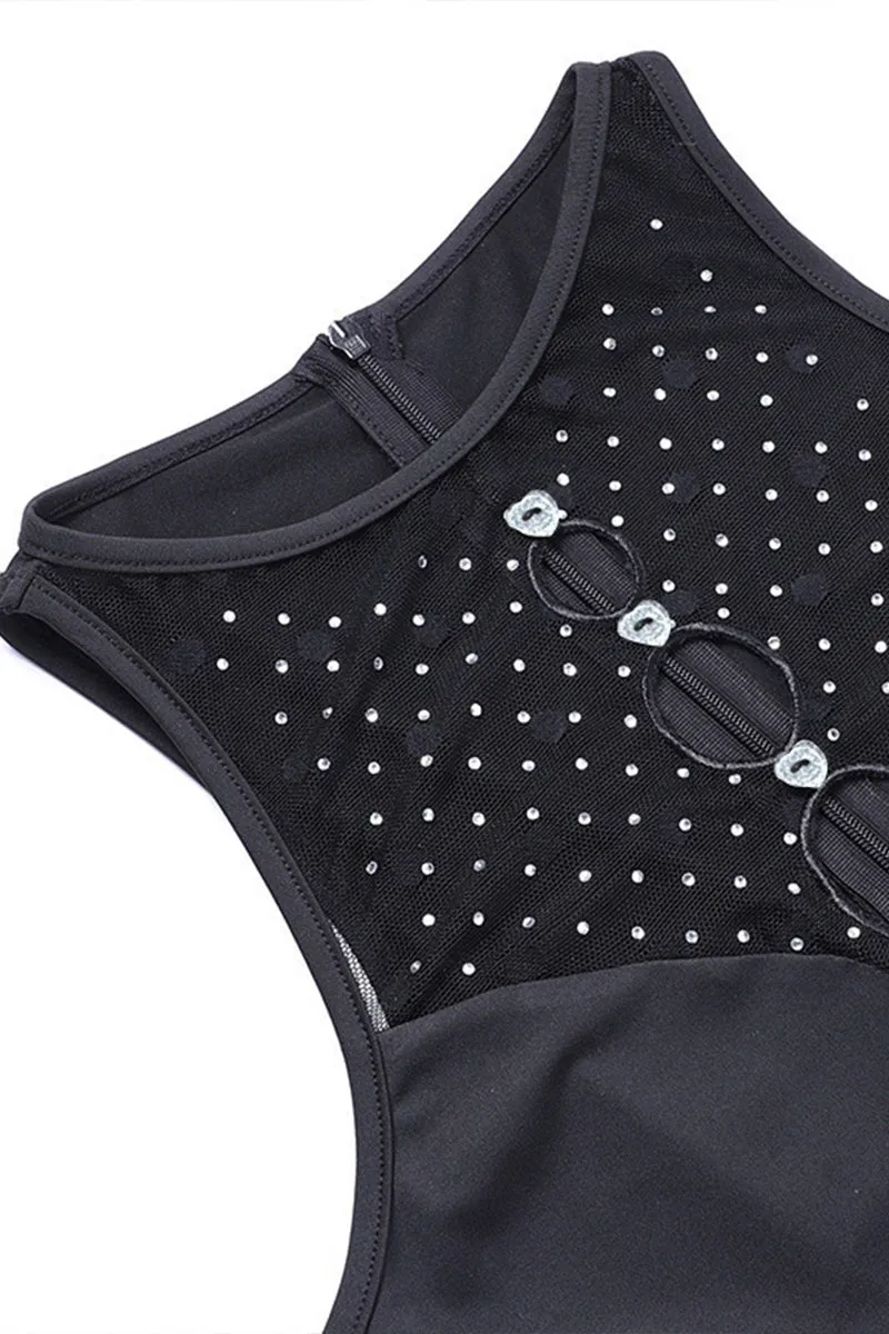 JS3457 Rhinestones Sheer Jumpsuits