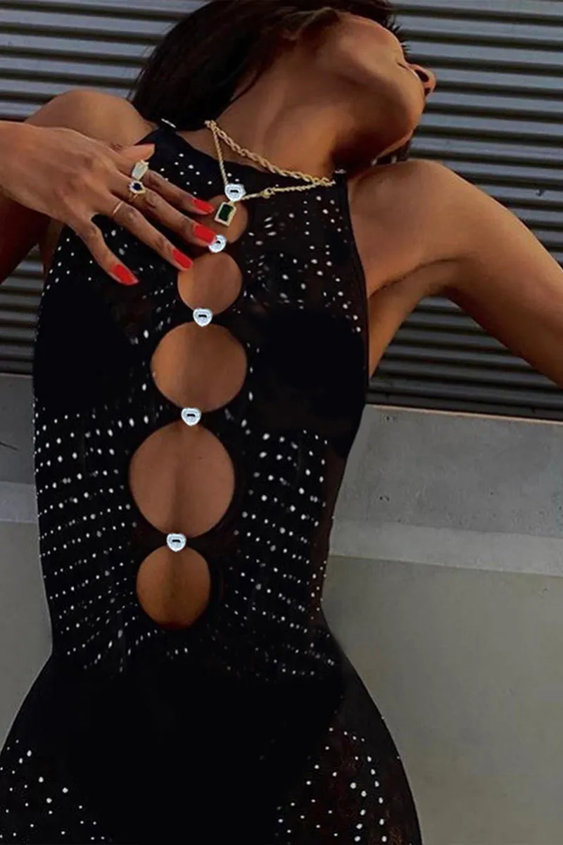 JS3457 Rhinestones Sheer Jumpsuits