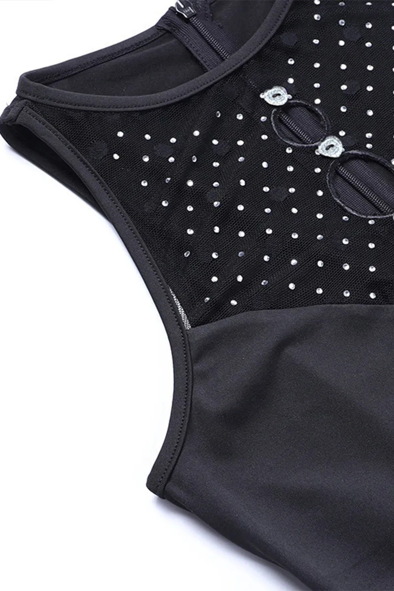 JS3457 Rhinestones Sheer Jumpsuits