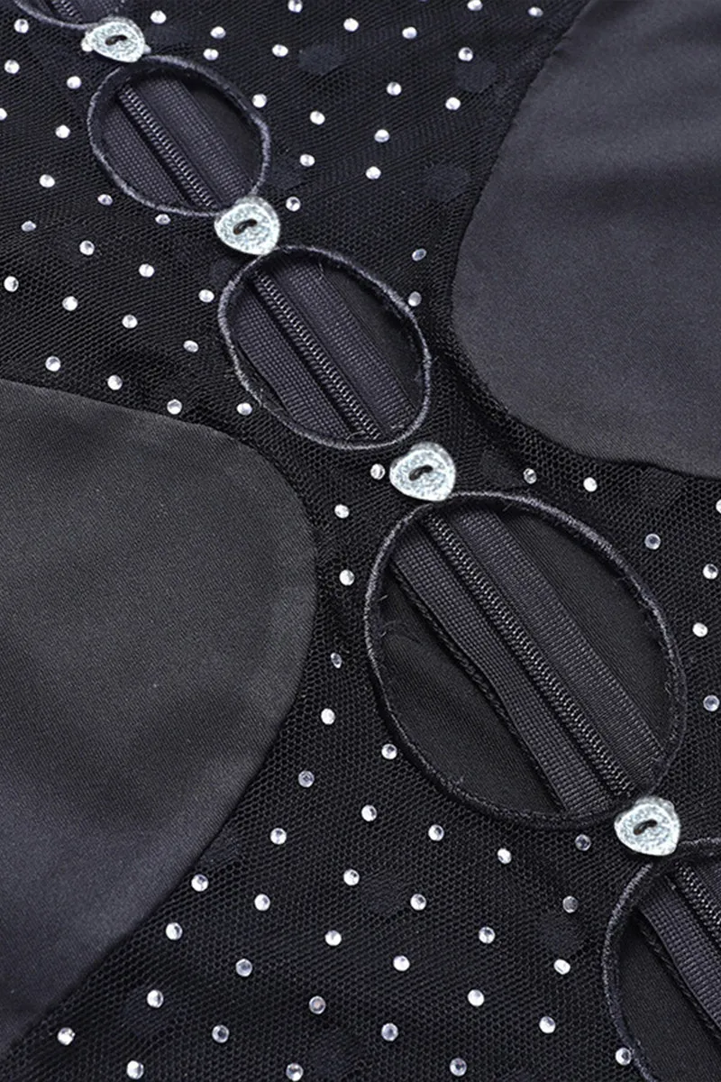 JS3457 Rhinestones Sheer Jumpsuits