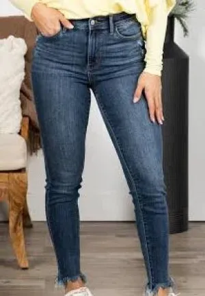 Judy Blue High Waist Skinny w/ Destroy And Shark Bit Hem