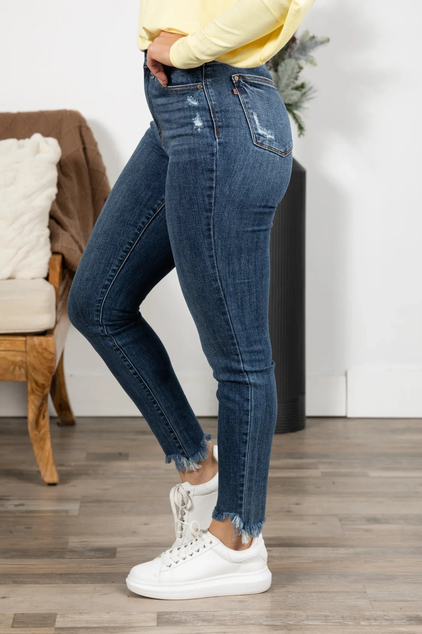 Judy Blue High Waist Skinny w/ Destroy And Shark Bit Hem
