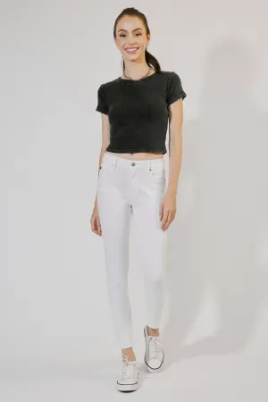 Kan Can Teen's High Rise Basic Ankle Skinny Jeans-White..