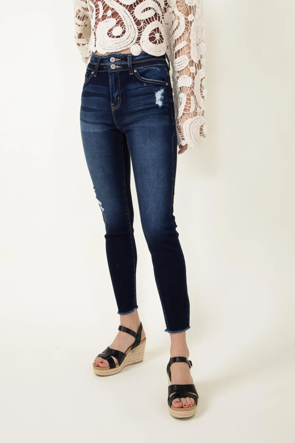 KanCan Danica High Rise Dark Wash Ankle Skinny Jeans for Women | KC7317D