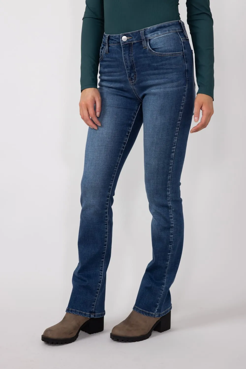 KanCan High Rise Medium Wash Clean Skinny Bootcut Jeans for Women | KC20067M