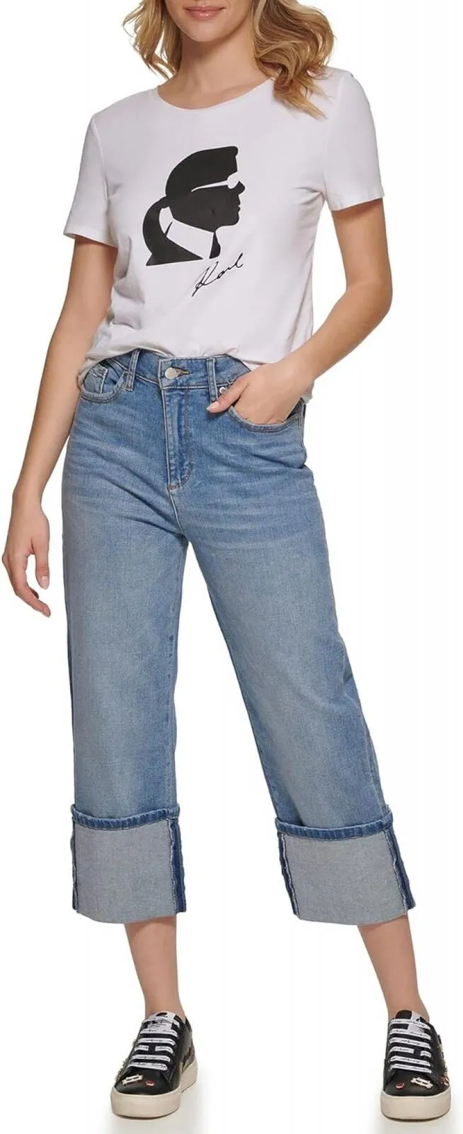 Karl Lagerfield Paris Women's Skinny Logo Taping Mid Rise Jean L2TK2222