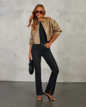 Kelsea Cropped Faux Leather Shacket