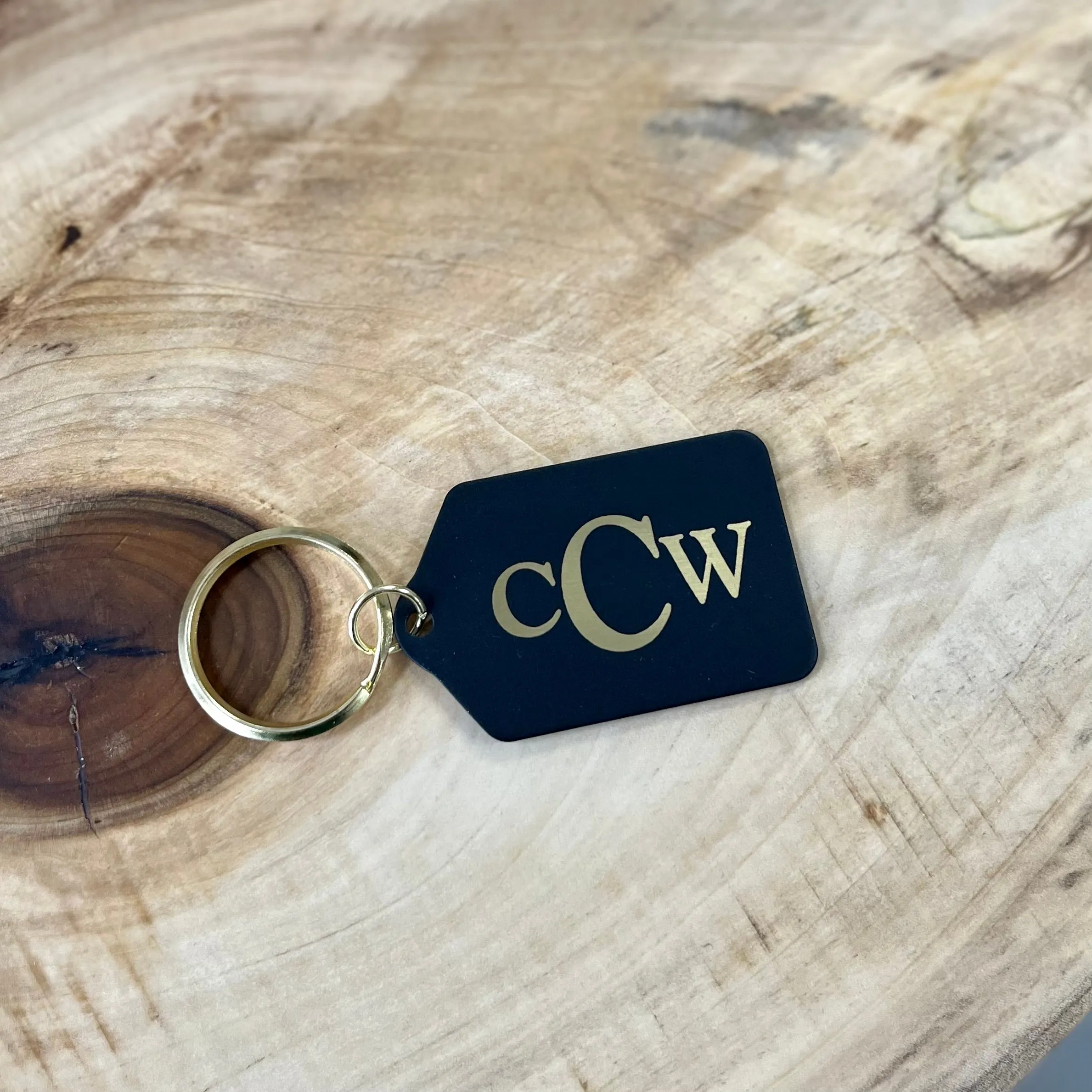 Keychain - Black Brass Tag