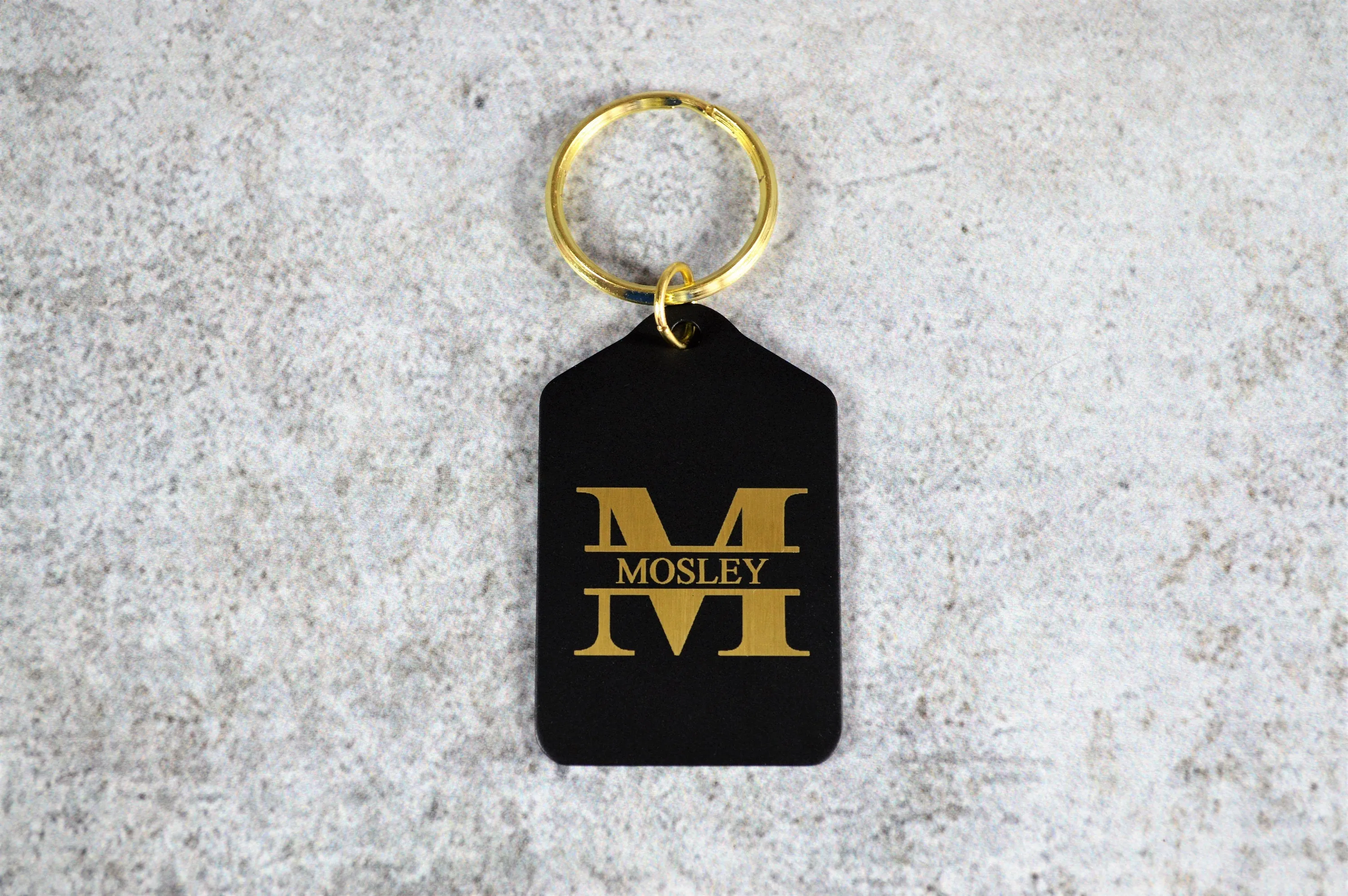 Keychain - Black Brass Tag