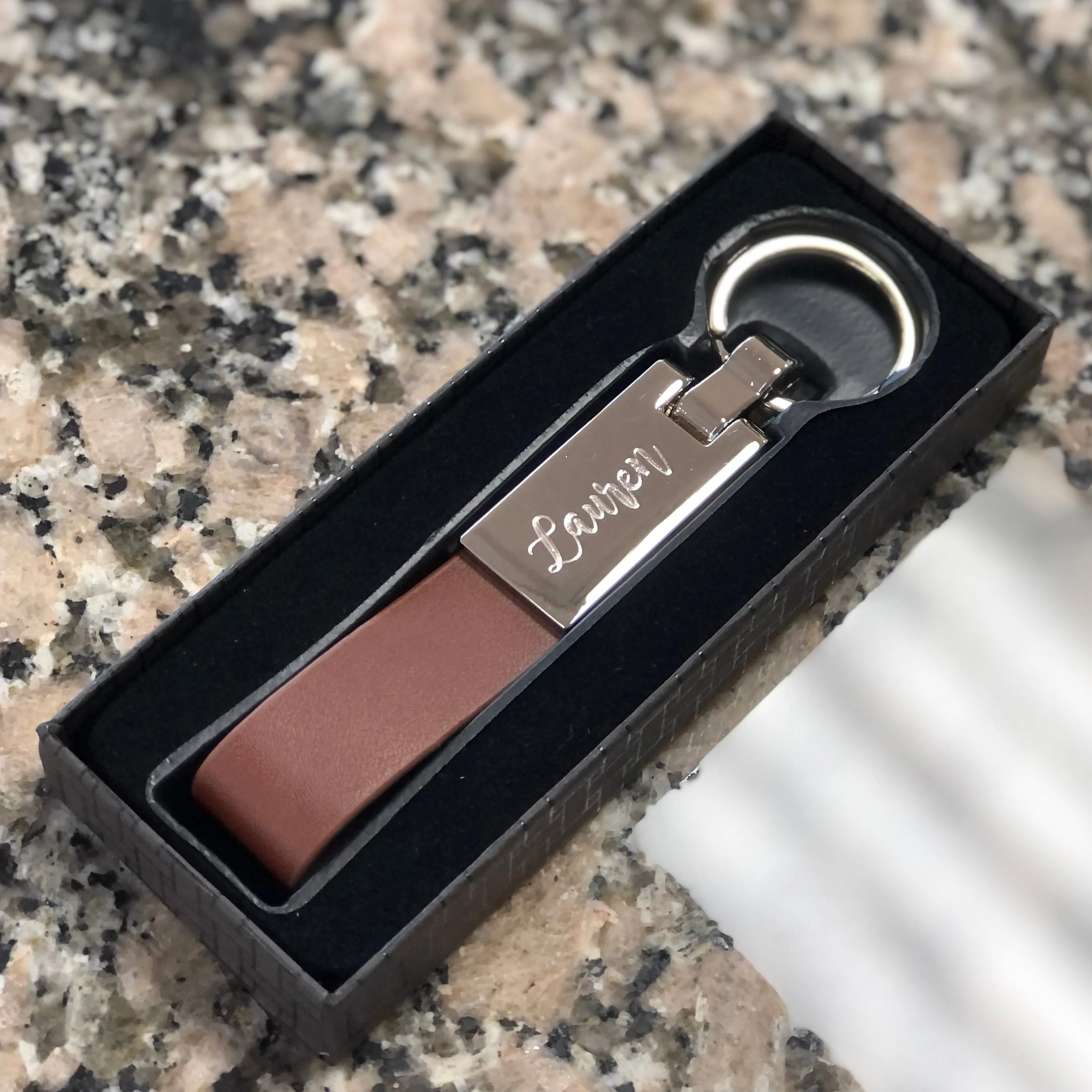 Keychain - Brown Leatherette Loop