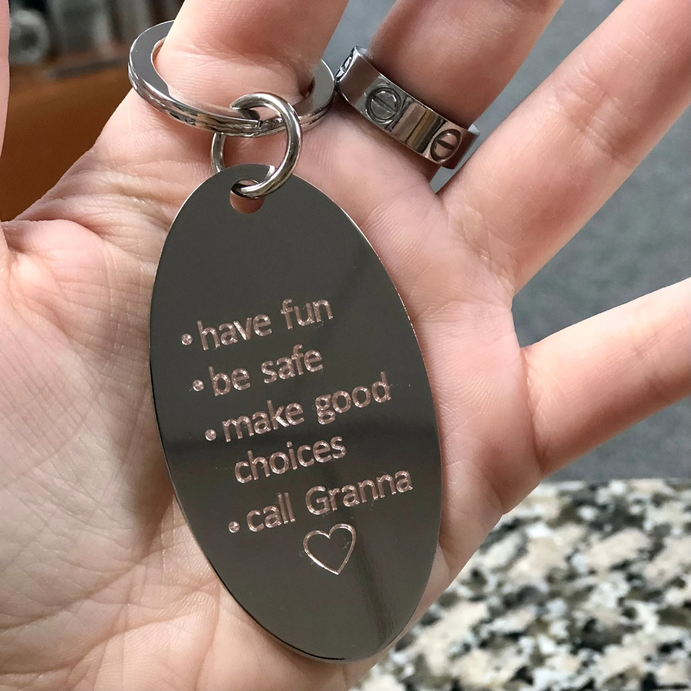 Keychain - Silver Oval