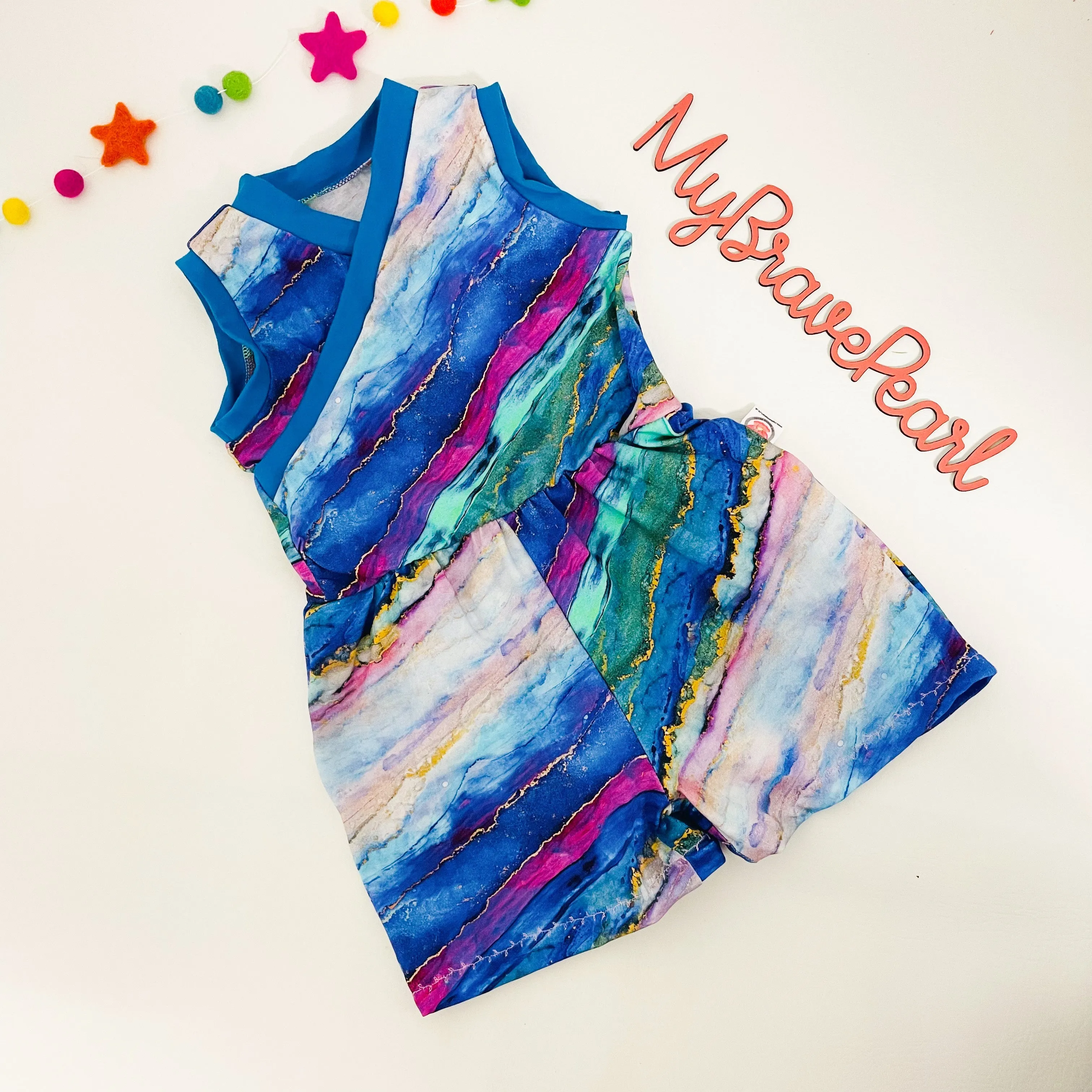 Kids Short Sleeve Cross Front Jumpsuit