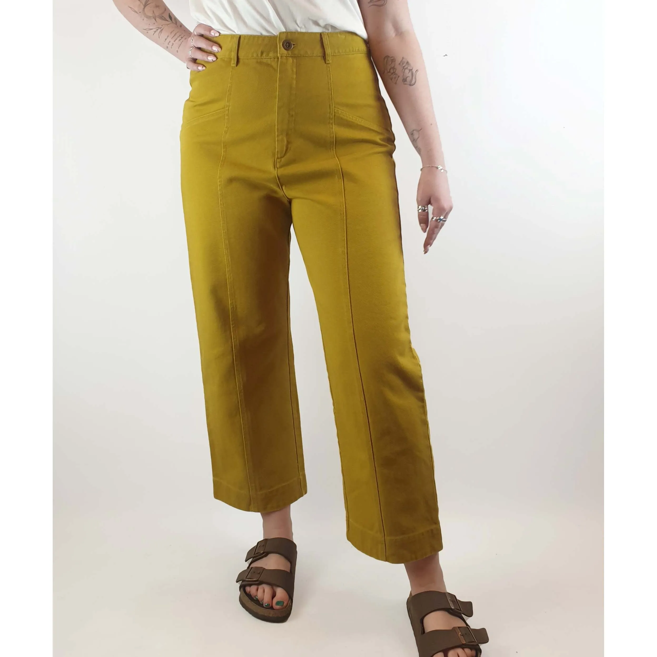Kip & Co mustard wide leg jeans size 14 (best fits size 12)
