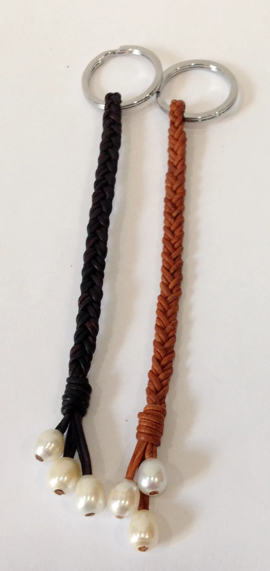 “Klara’s Keychain” Freshwater Pearl & Leather Keychain