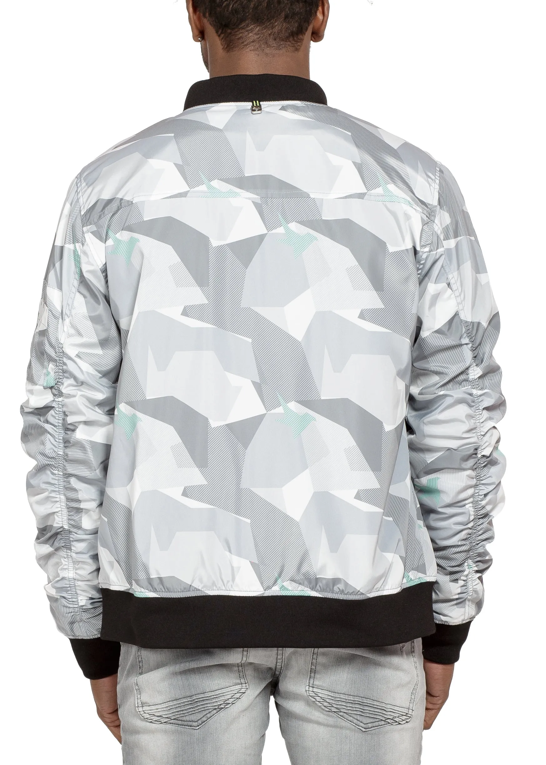 Konus Men's Ma-1 Camo Bomber Jacket in Gray