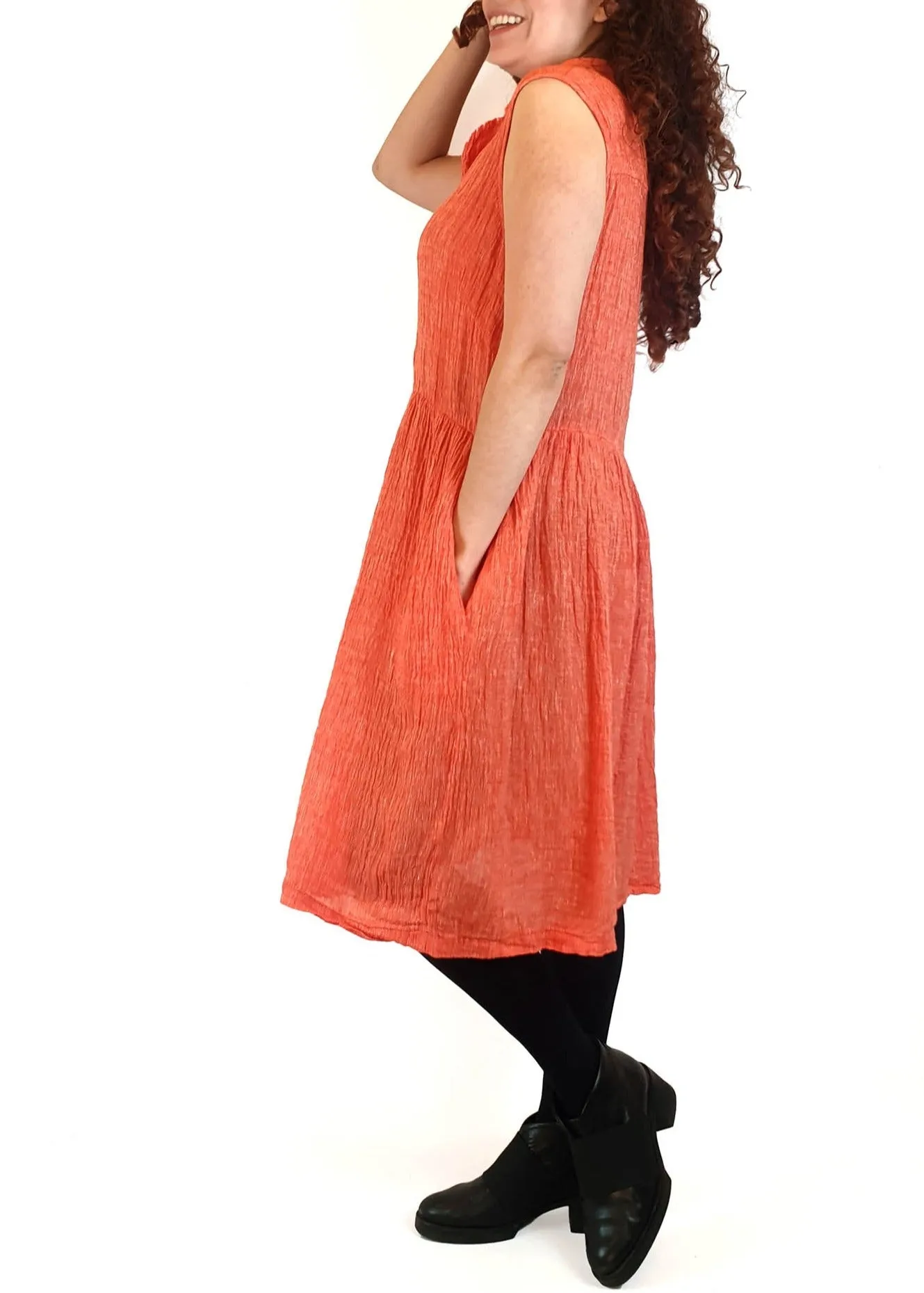 Kumo orange cotton/linen sleeveless dress size 10