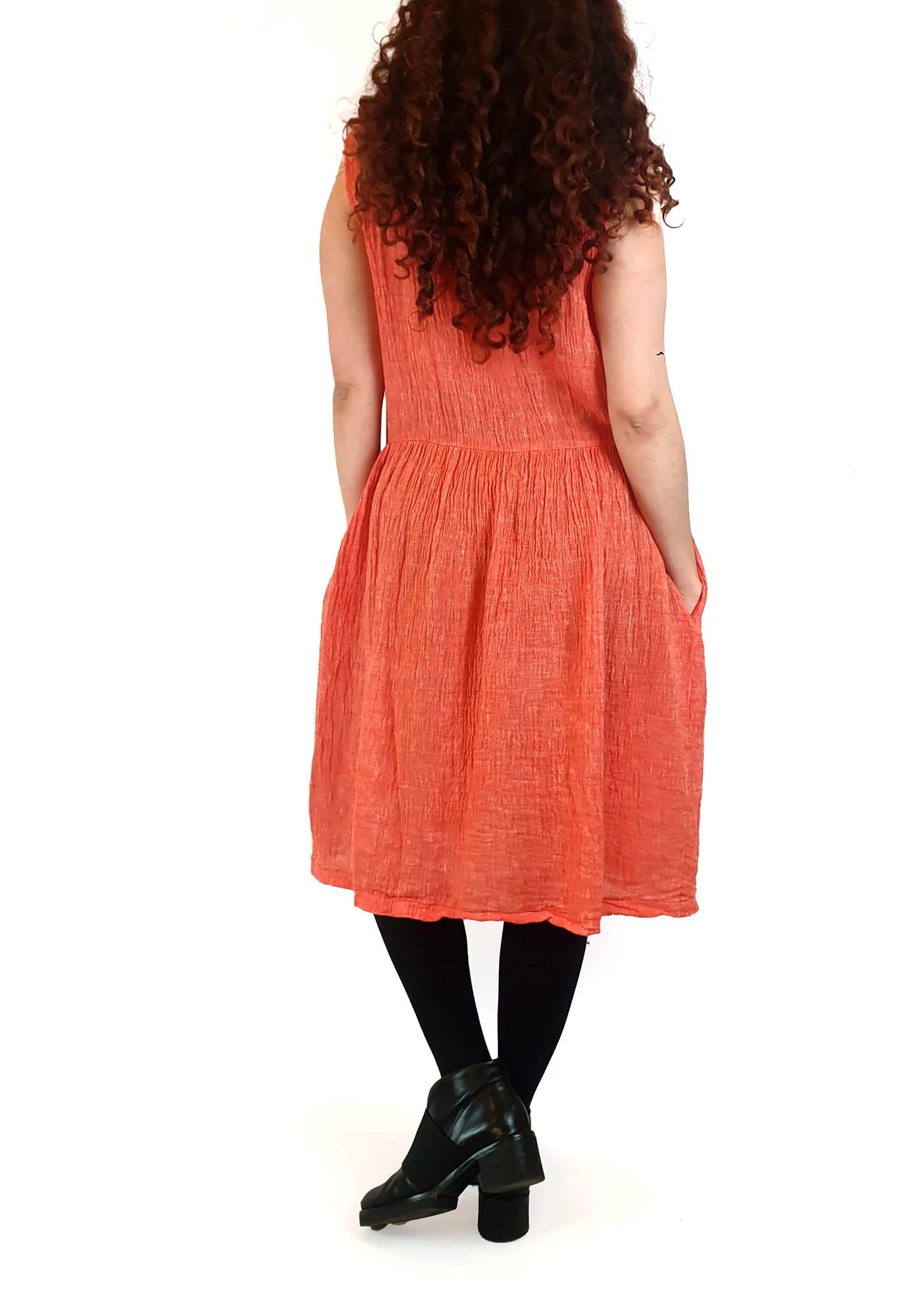 Kumo orange cotton/linen sleeveless dress size 10