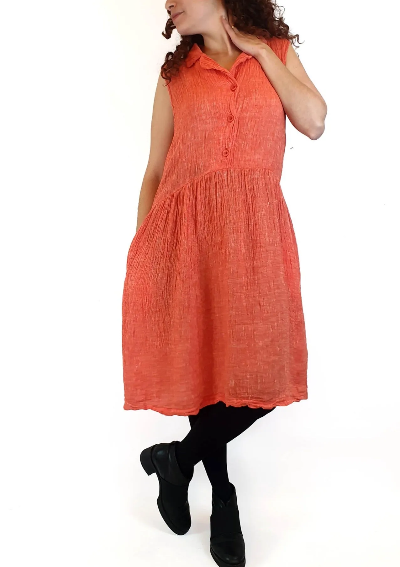 Kumo orange cotton/linen sleeveless dress size 10