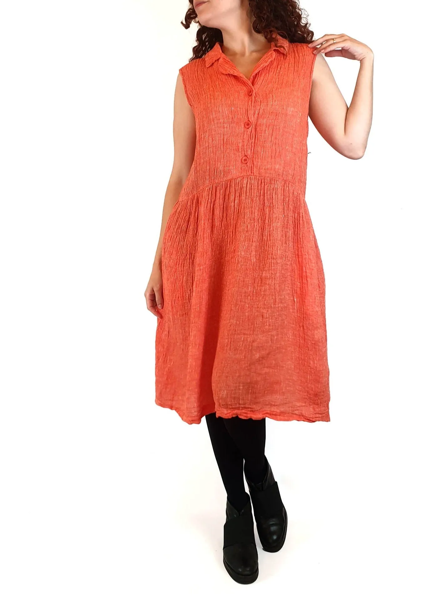 Kumo orange cotton/linen sleeveless dress size 10
