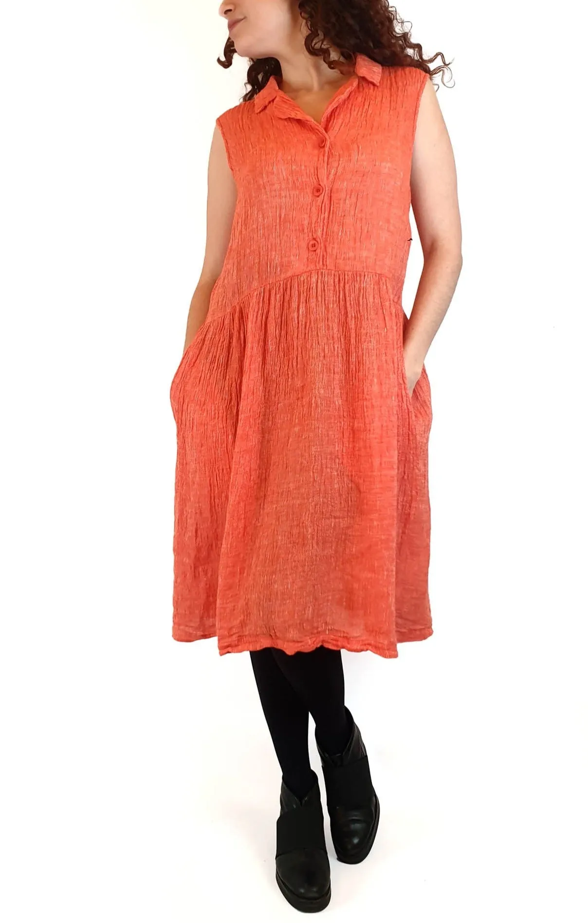 Kumo orange cotton/linen sleeveless dress size 10