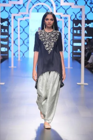 Kyra Black Embroidered High-Low Kurta