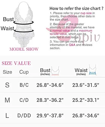 Lace Bodysuit for Women Sexy Eyelash Teddy Lingerie Naughty Negligee Black Bodysuit, White, Medium