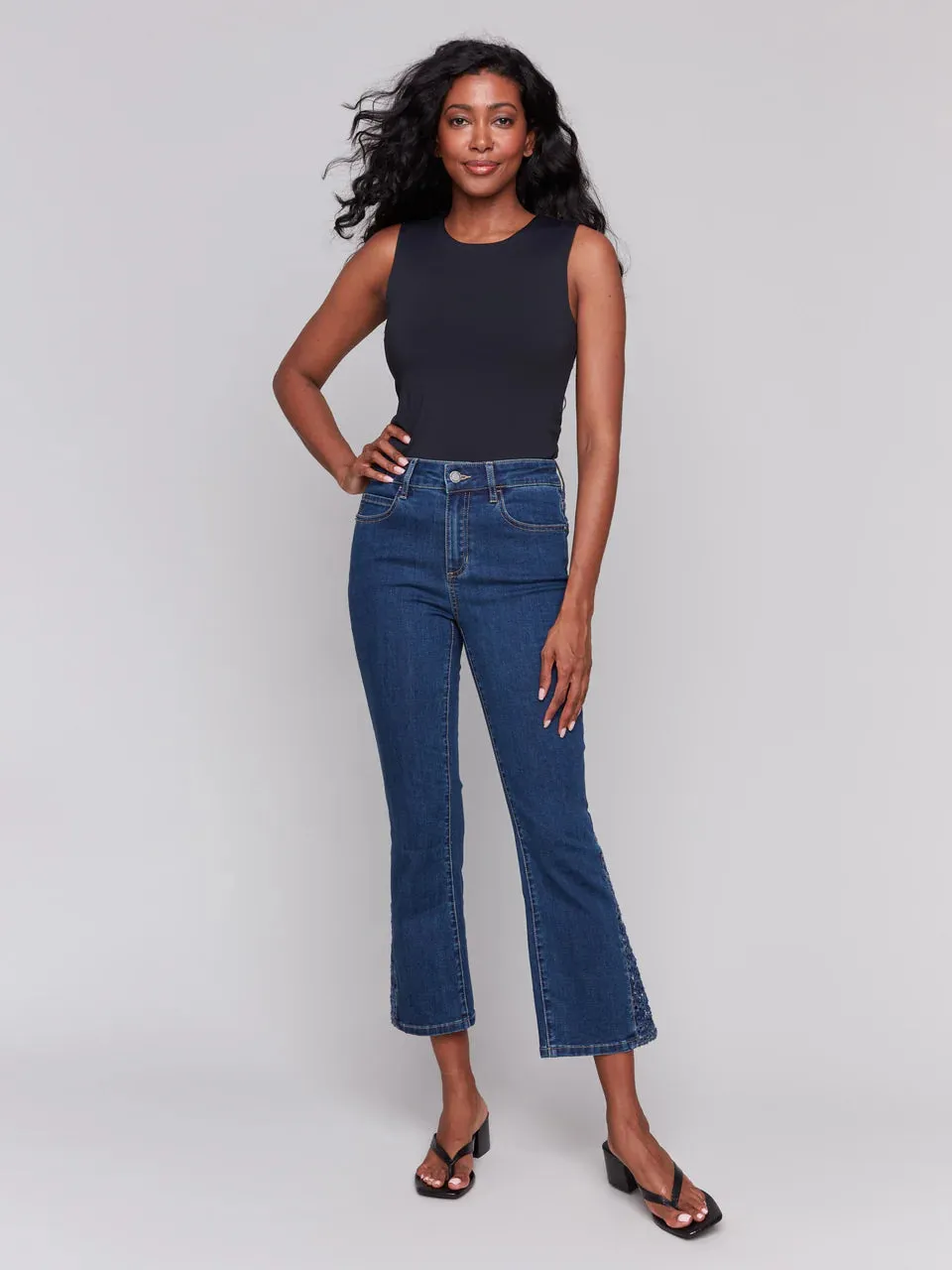 Lace Cut Side Bootcut Jeans