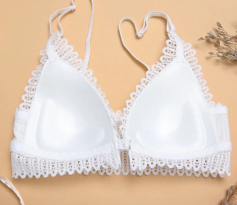 Lace Wireless Front Closure Lingerie Adjusted Plus Size Backless Bralette Bras Set